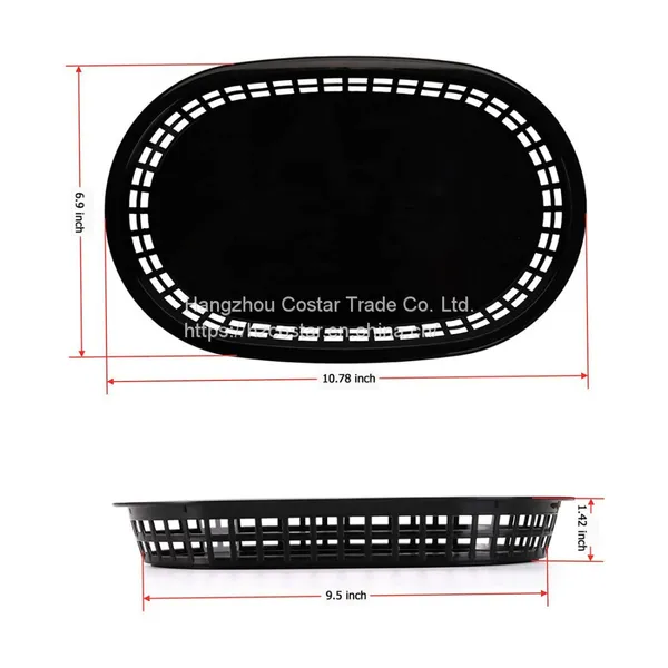 Foodservice Plastic Fry Fast Food Basket Bread Baskets Oval-Shaped Tray Restaurant Supplies, Deli Serving Bread Basket for Chicken, Burgers, Sandwiches & Fries photo-3