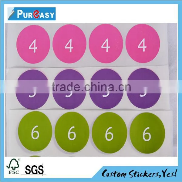 Fancy Colorful Customer Size Adhesive Print Serial Number Stickers