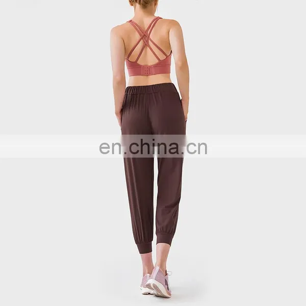 New Arrival High Waisted Yoga Jogger Pants Workout Running Gym Yoga Clothes Fitness Wear Casual Loose Pants For Women photo-5