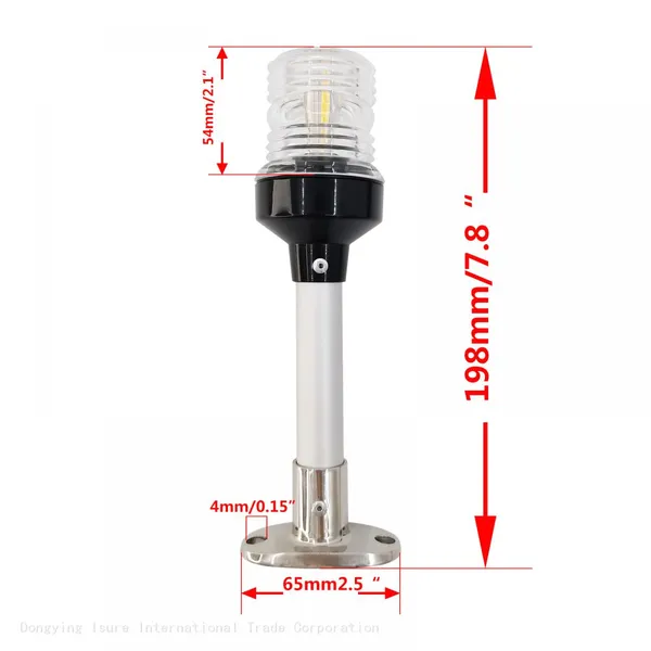 ISURE MARINE 12~24V Waterproof Boat Navigation Light, Boat Anchor Lights White LED Fold Down for Pontoon and Fishing Boat Yacht photo-5