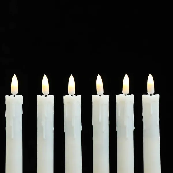 17.5cm Remote Control 3D Real Teardrop Plastic Led Taper Flameless Dinner Candle Light for Wedding Party Decoration photo-4