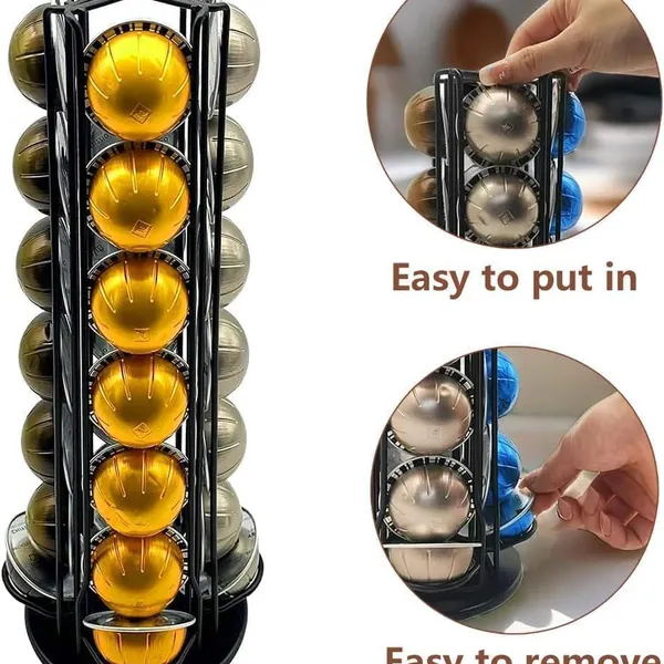 Coffee Capsule Stand is Suitable for Nespresso Vertuoline, Coffee Capsule Stand Rotating Pod Holder Can Accommodate 28 Nespresso Vertuo Pod, Black photo-2