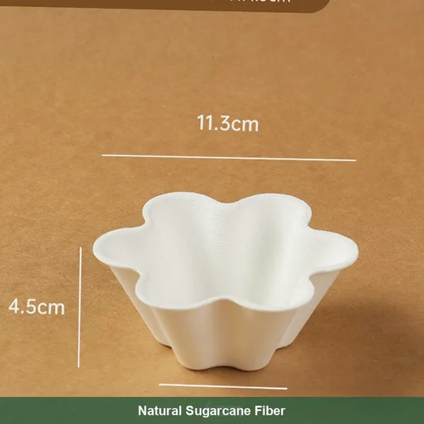 Small Saucer for Ketchup & Dipping Sauce at Fast Food Restaurants, Compostable Sugarcane Pulp, Disposable Plate photo-2