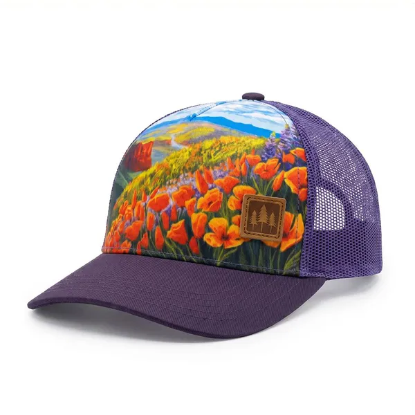 Outdoor Trucker Hats Custom Printed Patch Mesh Back Two Tone Curved Brim Adjustable Casual Trucker Hats