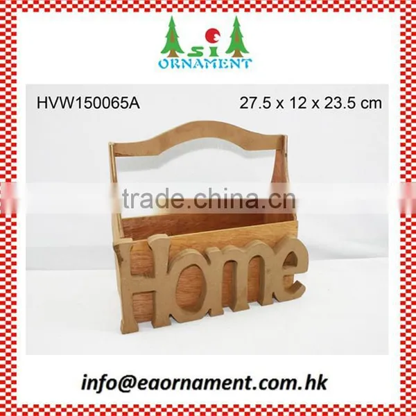 Rectangular shape with handle wooden basket