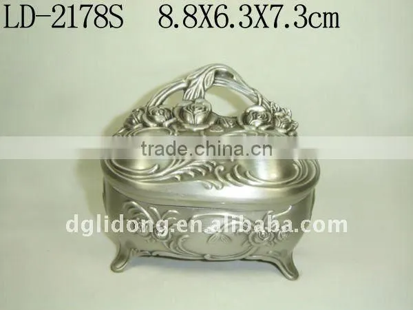 Elegant Pewter Plated Metal Trinket Box