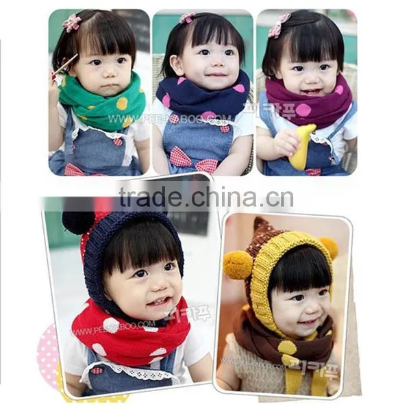 2014 Latest Cute Polka Dot Pattern Circle Loop Style Baby Kids Winter Scarf