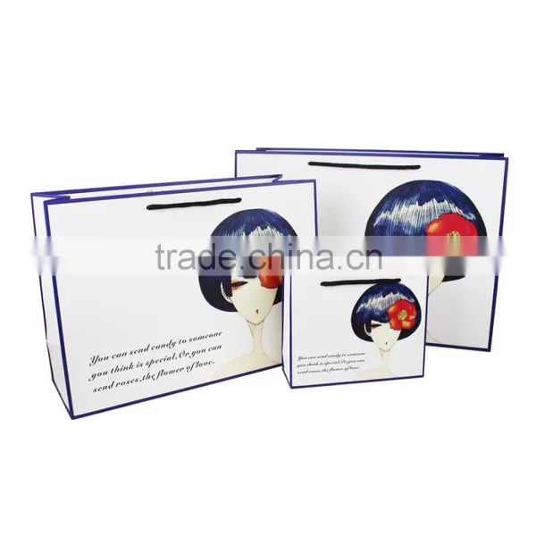 Christmas Paper Gift Bag Flower Stripe Coated Paper Gift Bag photo-4