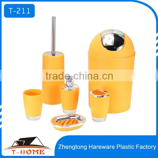 6pcs Bathroom Accessories Set Lotion Dispenser,toothbrush Holder,tumbler,soap Dish,toilet Brush,dustbin