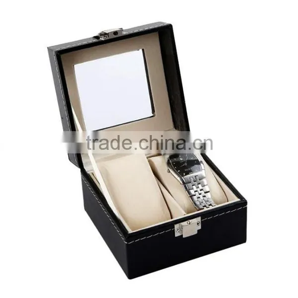 Custom Made Wooden 2 Slots Watch Gift Boxes With Window.