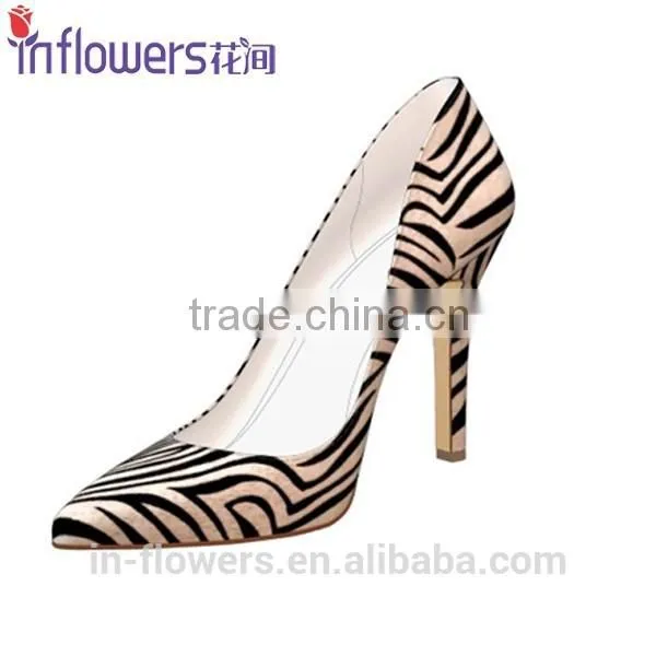 Zebra-patterned Leather Pointed Toe Ladies Sexy High Heels photo-6