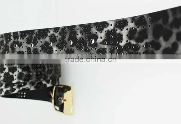 2015 Designer Fashion Women's Leopard Pointed Plain Pierced Belt With Fuax Leather Factory China photo-6