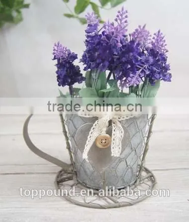 Cup and Saucer Decorative Metal Flower Pot photo-2