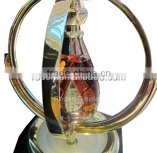 Profession Rotating Metal Wine Display Rack,Customized Acrylic Wine Display Stand