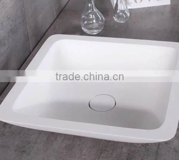 Acrylic Solid Surface Square Shape Bathroom Wash Basins,Wall Mounted Acrylic Solid Surface Wash Basin photo-2