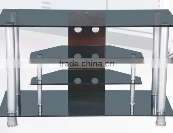 CHEAPER DESIGN LCD TV STAND TV SHELF METAL FRAME BLACK GLASS photo-2