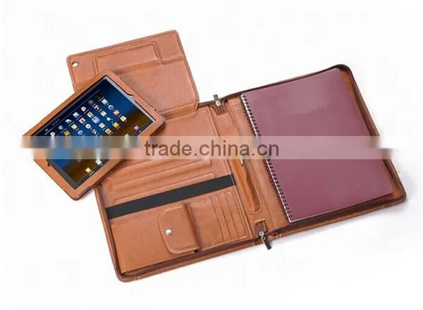 High Quality Leather Document Portfolio Folder With Holder for Tablet and Mobile Phone photo-4