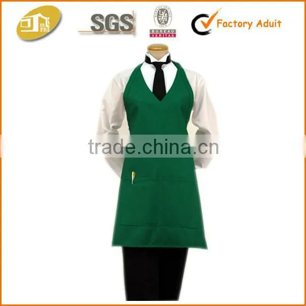 V-Neck Apron With Center Divided Patch Pocket Hotel Uniform photo-2