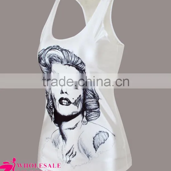 Wholesale Summet Hot White Tank With Marylon Monroe Printed for Women