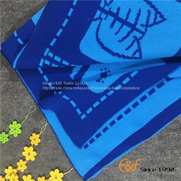 Children Double Jacquard Cartoon Pattern Knitted Blanket photo-2