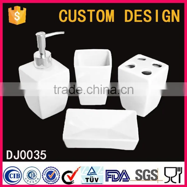 4psc White Custom Design Ceramic Bath Set, Bathroom Accessory Sanitary Set photo-2