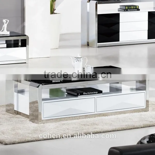 Hot Sale Stainless Steel Base Living Room Furniture Marble Top Coffee Table photo-2