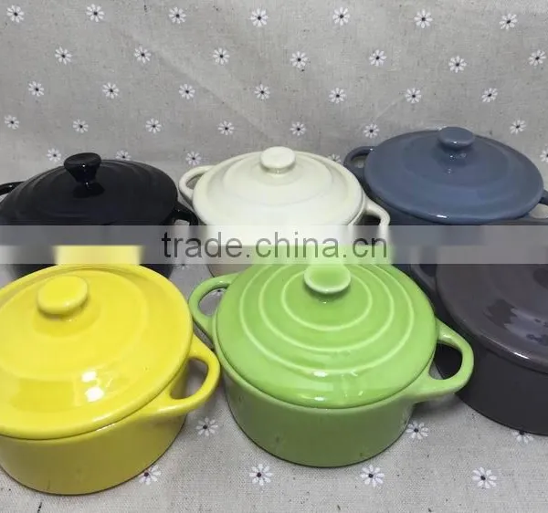 Stocked Ceramic Soup Pot Milk Pot Bakeware Bowl With Handle photo-2
