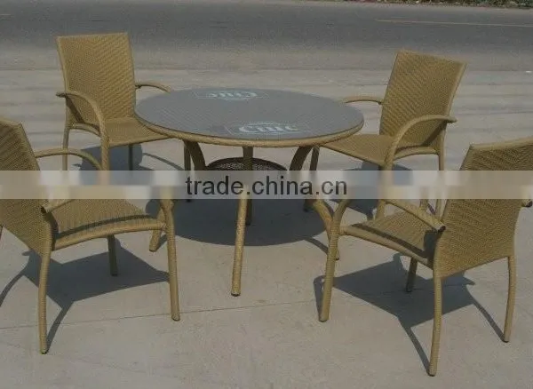 Aluminum Frame Rattan Coffee Set With Round Table photo-4