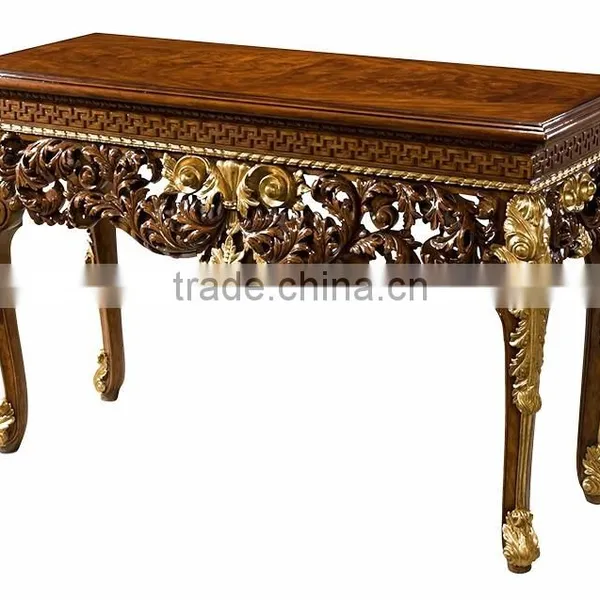 Exquisite Handmade Classic Victorian Style Solid Wood High Relief Carving Console Table, Giltwood Console Table BF12-04274a