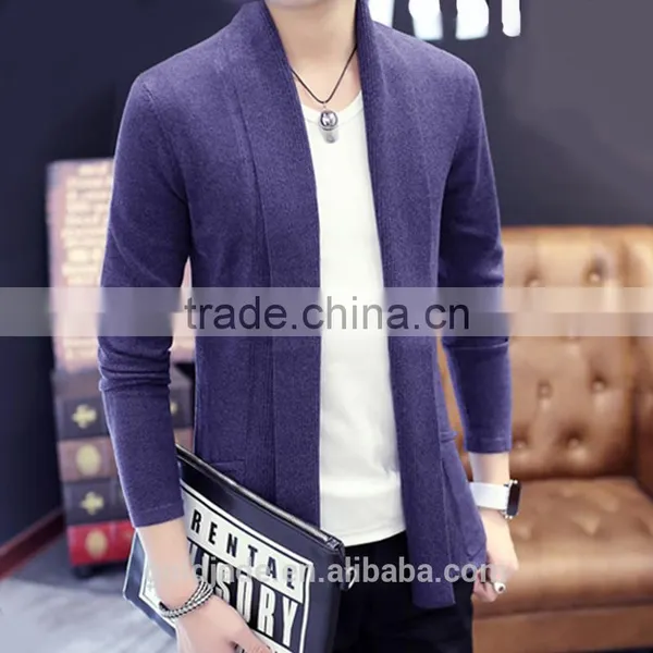Mens V Neck Long Sleeve Cardigan 100%cotton Latest Designs for Men Knitted Sweater photo-4