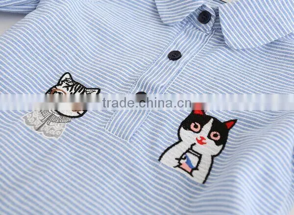 Hot Sale Baby Girl Blue and White Strip Cotton Shirt for Weekday Style photo-4