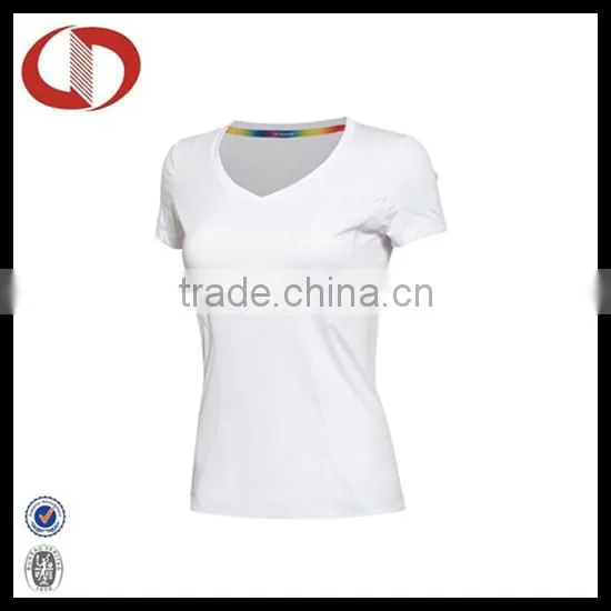 Best Sale Pure Color v Neck Women Runing t Shirts photo-3