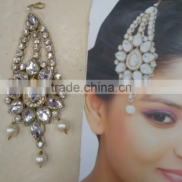 PASSA JHOOMAR SIDE TIKA Bindi CRYSTAL BEADS Hair Accessory photo-3