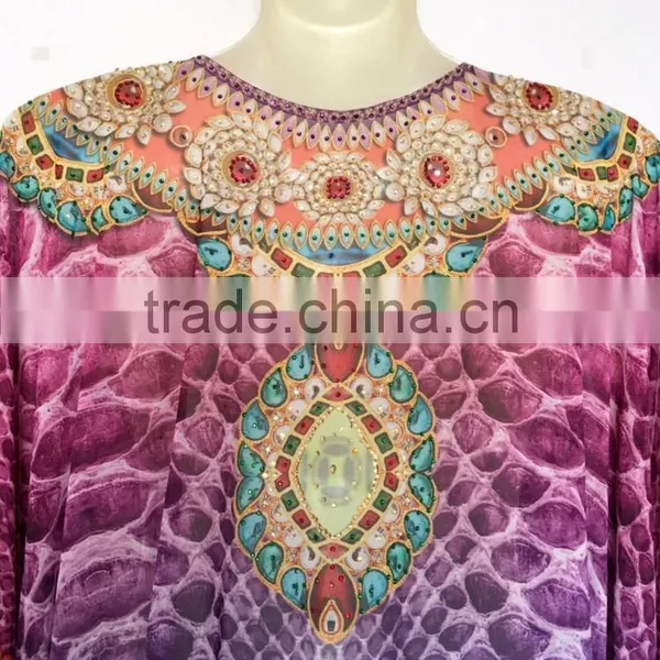 DIGITAL Print Georgette Crystal Embellish Kaftan CAFTAN Tunic Poncho Blouse photo-4