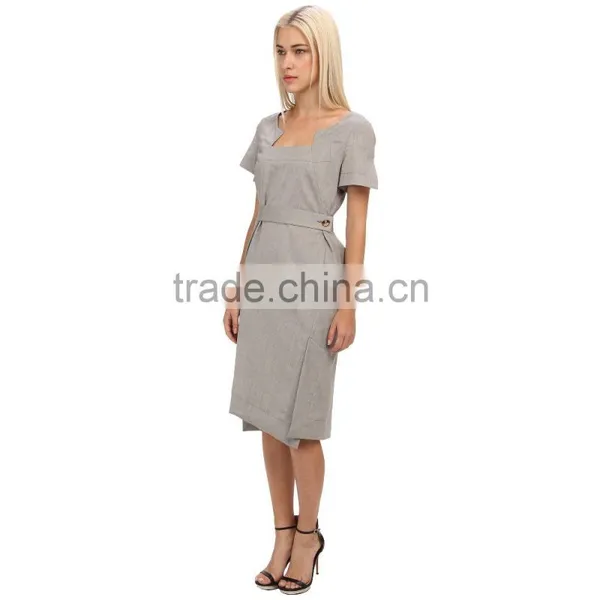 Ladies Dress Tailor Linen Dress for Cocktail Evening Party Dress photo-3
