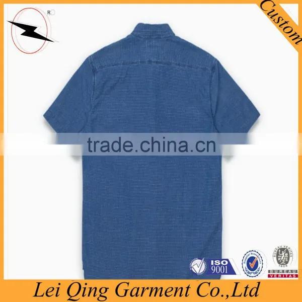 European Style Denim Blue 100% Egyptian Cotton Shirts photo-5