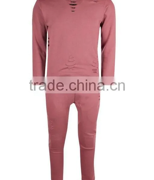 Custom Sports Tracksuits for Men Hot Sale Pullover Distressed Tracksuit photo-3