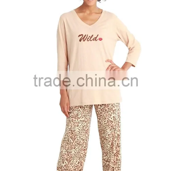 Women Blue Printed Cheap Pajamas Set photo-3
