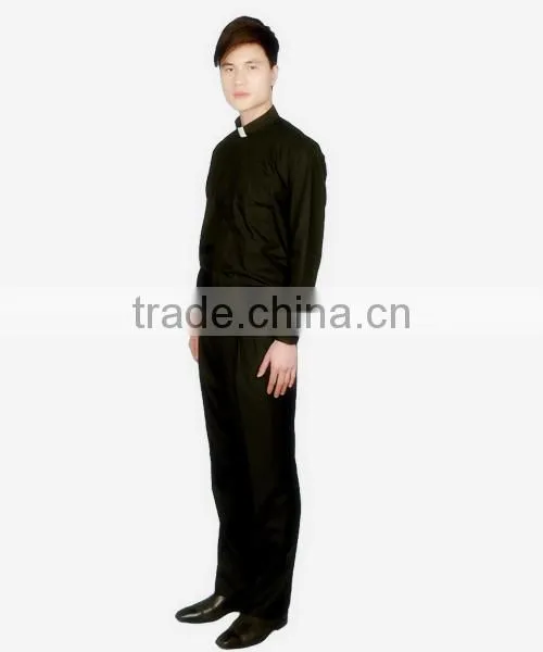 Long Sleeve Men's Black Clergy Shirts photo-2