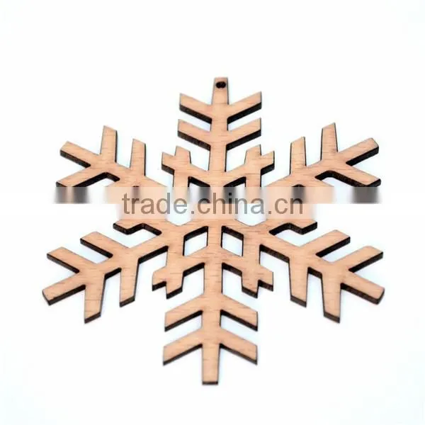 Rustic Snowflake Christmas Tree Decorations Laser Cut From Natural Wooden photo-4