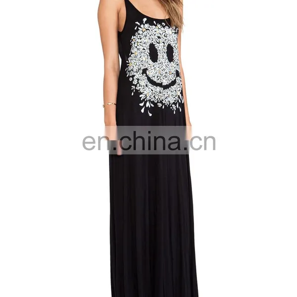 CHEFON Happy Face Deep Back Cut Out Maxi Dress photo-2