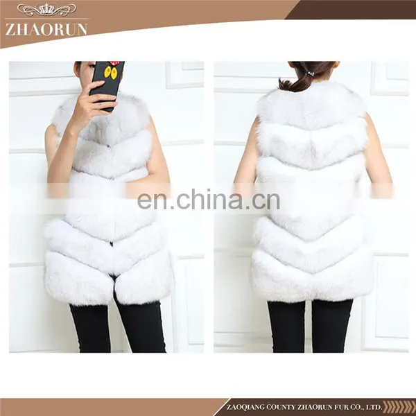 2016 Fashion Long Type Real Fur Coat Dyed Fox FurJacket /Fox Fur Vest For Lady photo-4
