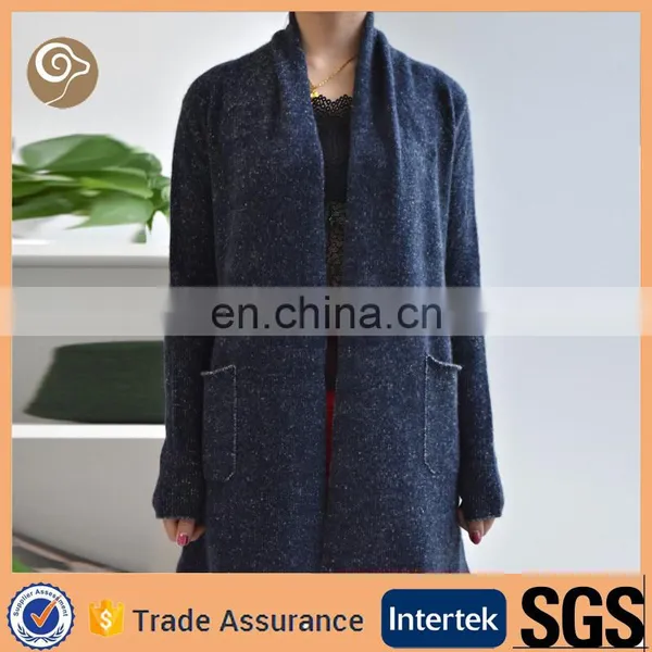 Shawl Collar Long Knit Cashmere Sweater Ladies