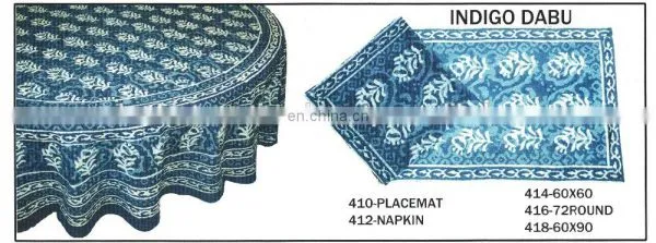 HAND BLOCK PRINTED TABLE CLOTH MAT & NAPKIN