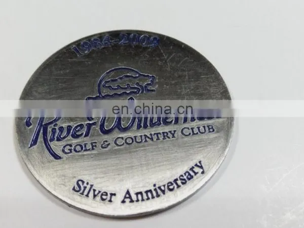 Golf Souvenir Iron Coin in Die Cast Process, Antique Silver Plating and Soft Enamel Technique photo-5