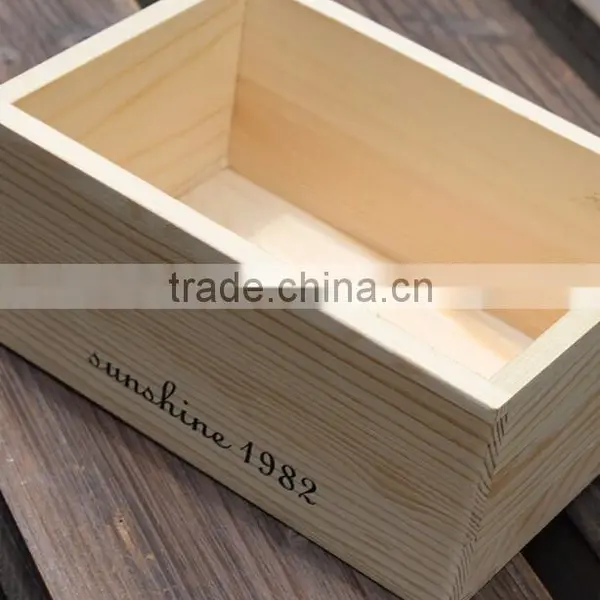 Silk Printing Logo Natural Color Solid Pine Wood Boxes photo-2