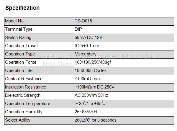 TS-D015 12v Round Long Foot PCB Tactile Switch Momentary Type Push Button Tact Switch photo-3