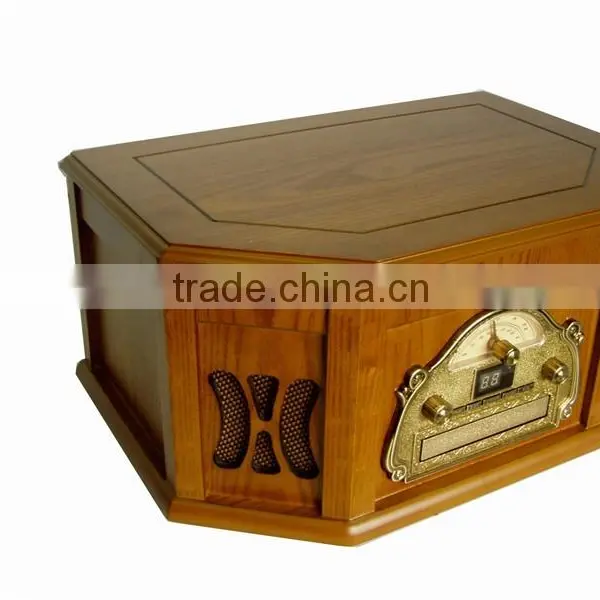 Back to 60s-Style! Wooden Gramophone&Multi Turntable&Jukebox Records With AUX Input/CD Player/AM,FM Radio/Cassette photo-2