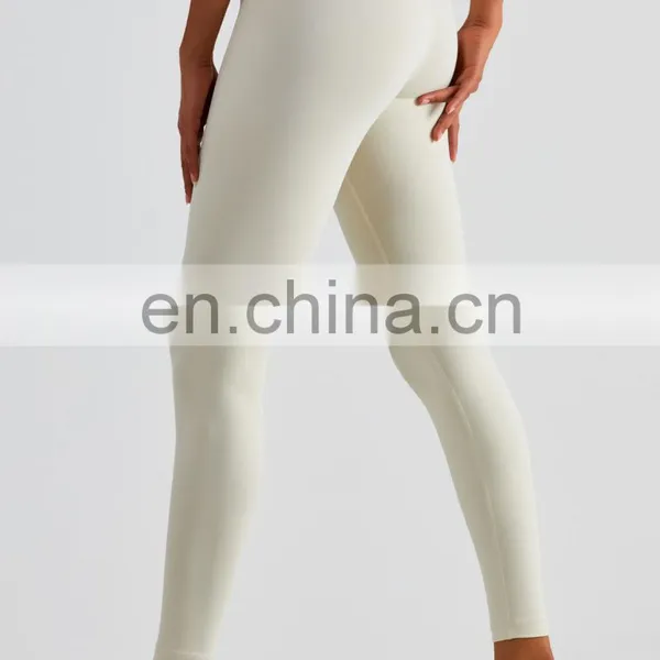 Sexy Peach Hip High Waist V Cut Cross Waist Yoga Leggings Hot Tummy Control Gym Fitness Workout Activewear Tight Pants For Women photo-4