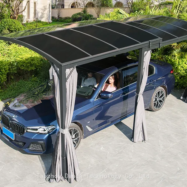 3*6m steel extensionable carport sunshade PC board canopy with curtain and net